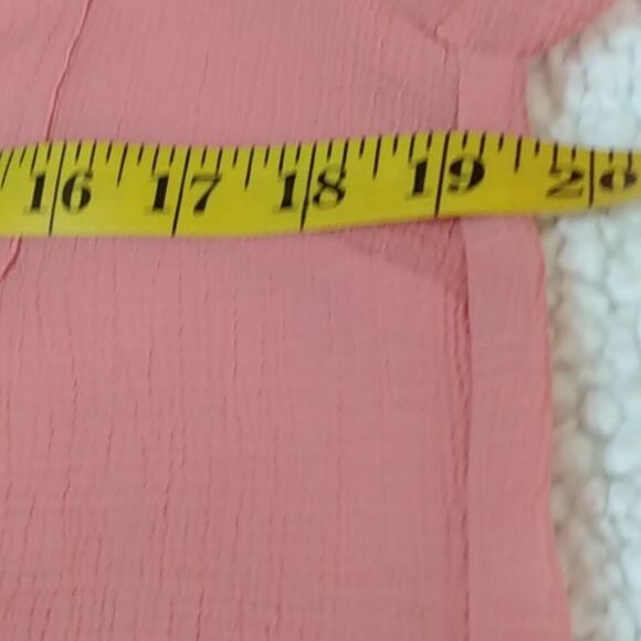 Evan-Picone Sheer Peach Button-Up Blouse w/ Roll Tab Sleeves - Picture 6 of 12